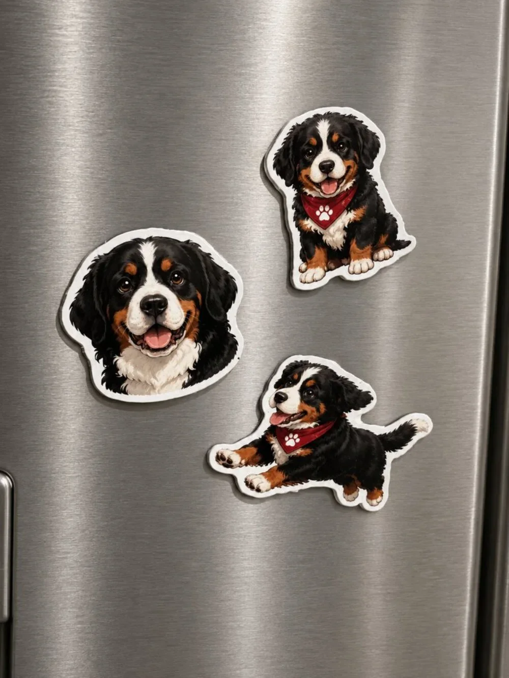 3 Bernese Mountain Dog Magnets Puppy Refrigerator Fridge Decor Dog Lover Giftset